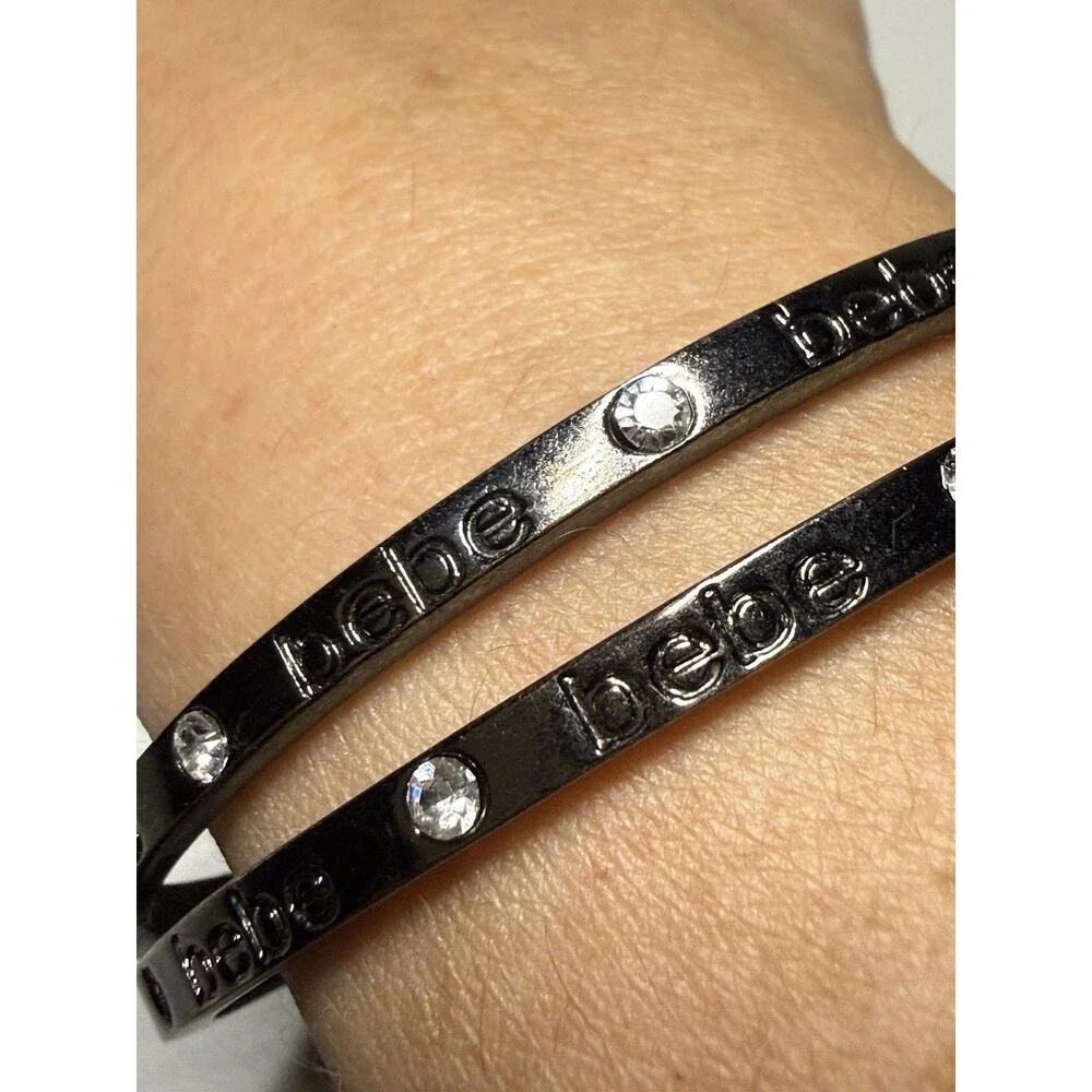 Bebe Vintage Logo Bangle Bracelet Retro Spellout silvertone 90s y2k